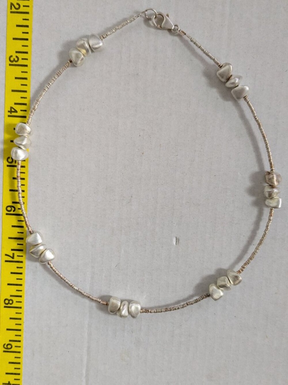 Vtg. Modernist KLM Kathy Lynn Mayeda 925 Sterling Silver Satin Chip Necklace
